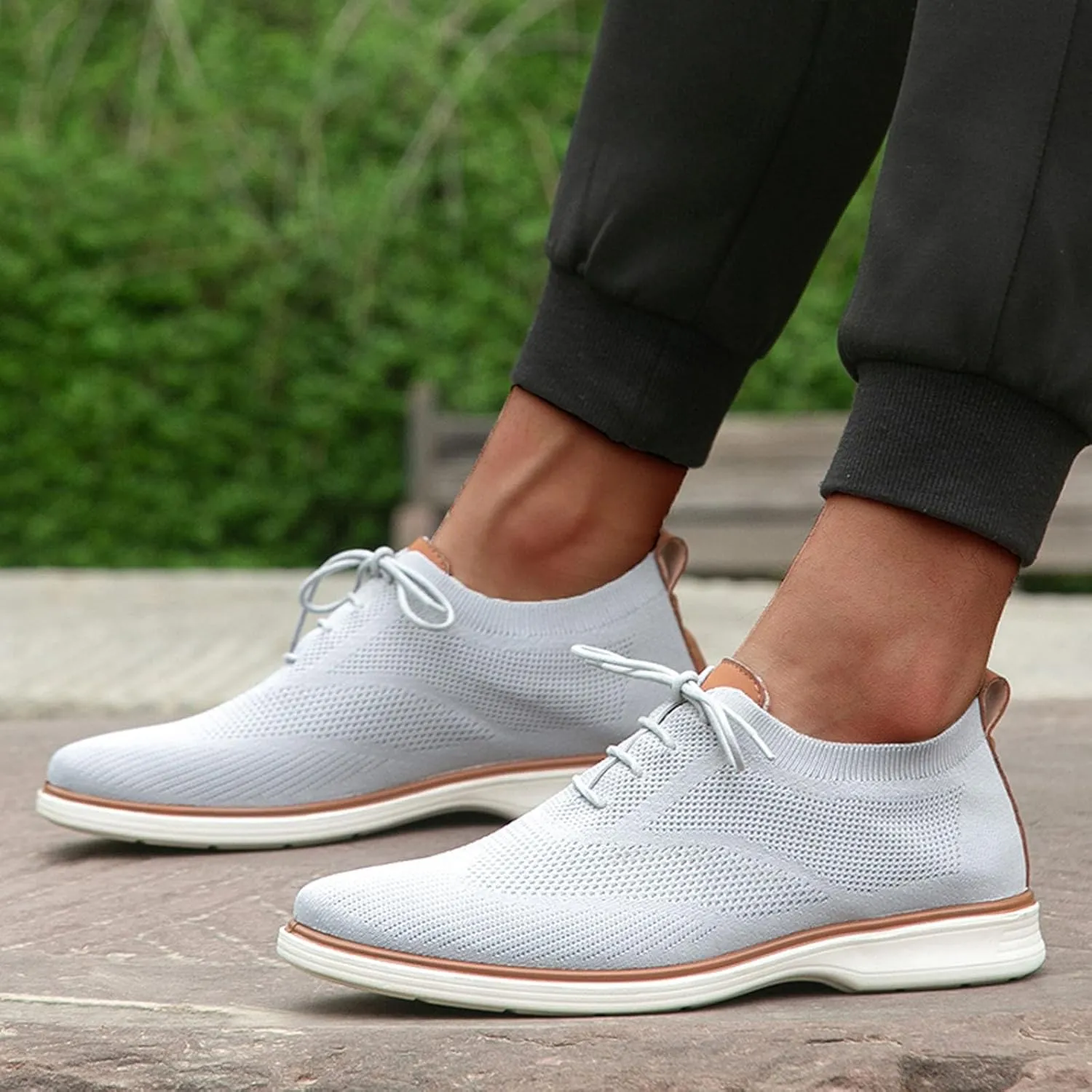 Mens Slip On Leisure Men Four Seasons Mesh Non Slip Flat Round Toe Breathable Lace Up Lazy Leisure Shoes