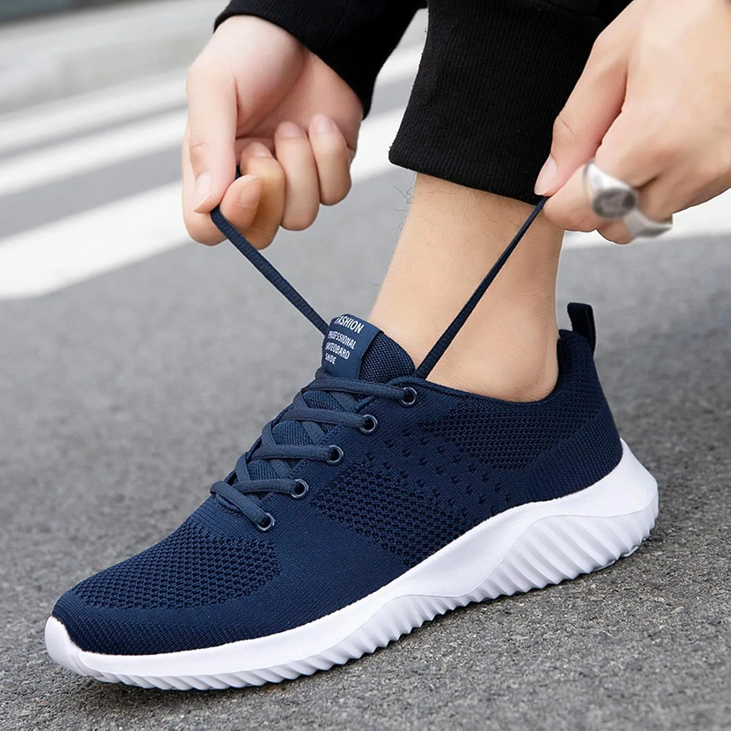 Mens Slip On Soft Lace-Up Men Casual Breathable Fashion Bottom Shoes Sport Mesh Men's