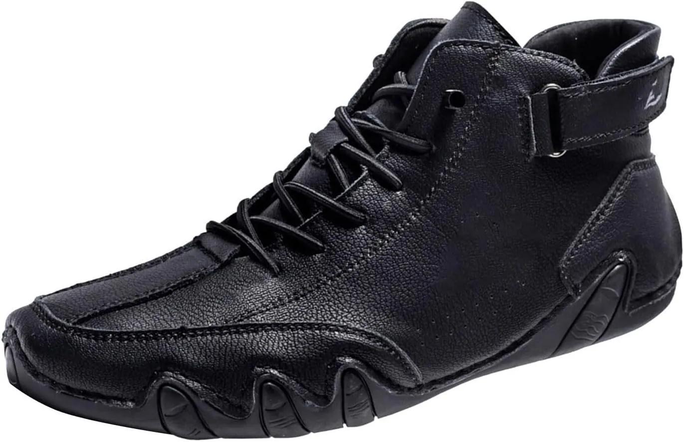 Men's Slip Shoes Couple's New Foreign Trade High Top Boots Men And Women Leisure Short Boots Trend Breathable Leather