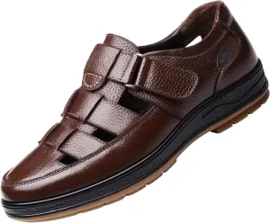 Men's Sneakers Men's Leather Breathable Hollow Casual Leather Shoes
