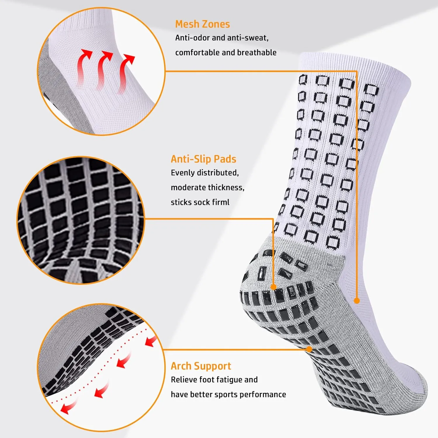 Men's Soccer Socks Grip Anti Slip Athletic Socks for Men Football Basketball Grip Pads Versatile Pairings…