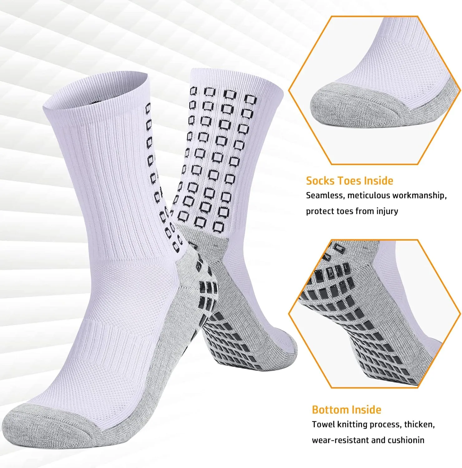 Men's Soccer Socks Grip Anti Slip Athletic Socks for Men Football Basketball Grip Pads Versatile Pairings…