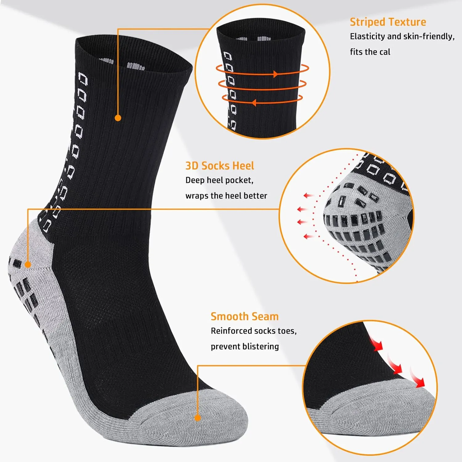 Men's Soccer Socks Grip Anti Slip Athletic Socks for Men Football Basketball Grip Pads Versatile Pairings…