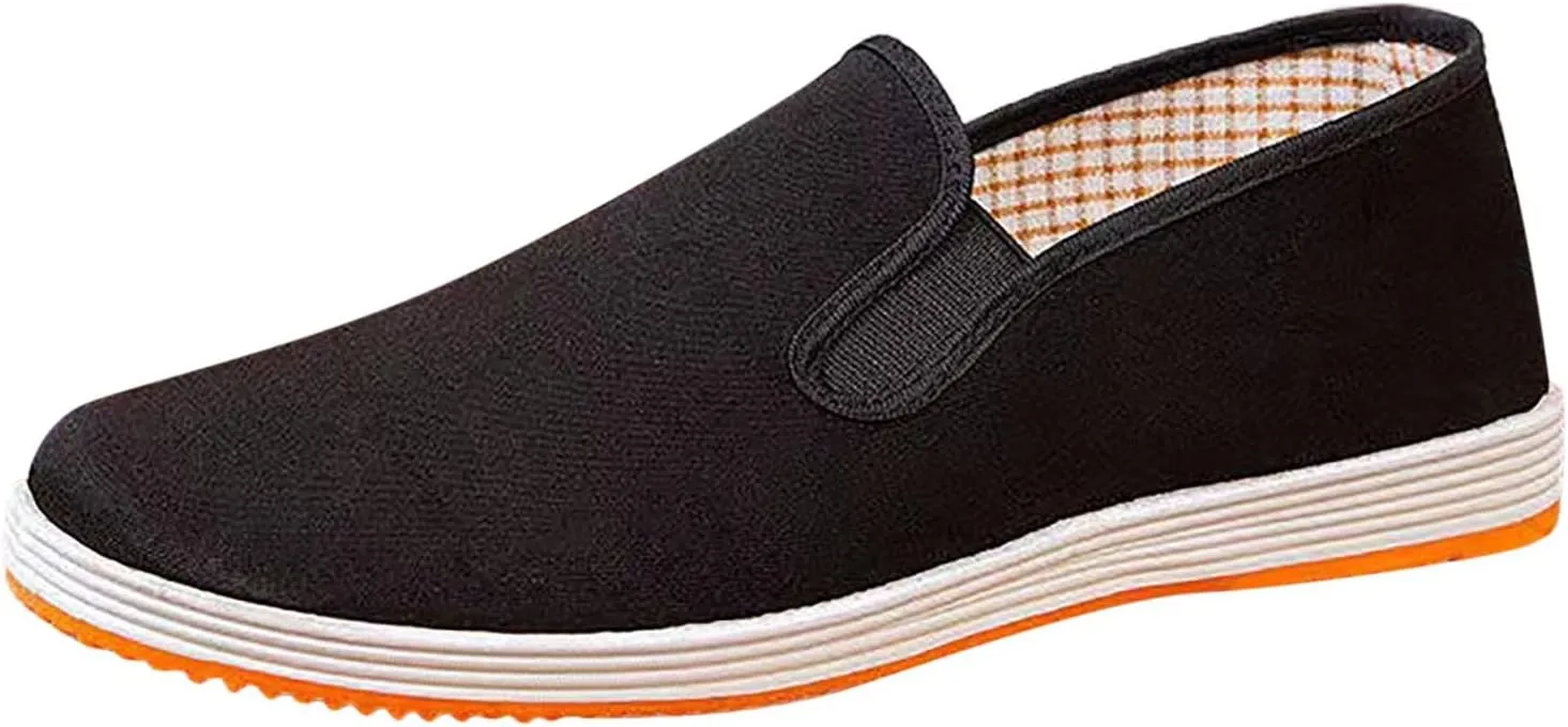 Men's Soft Flat Soled Elderly Shoes Comfortable Stretch Shoes Convenient Slip On Loafers Non Slip Walking Shoes