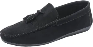 Men's Solid Color Faux Leather Loafers Tassel Slip-Ons, Round Toe Flat Heel Flexible and Lightweight, Ideal for Casual and Wedding Wear