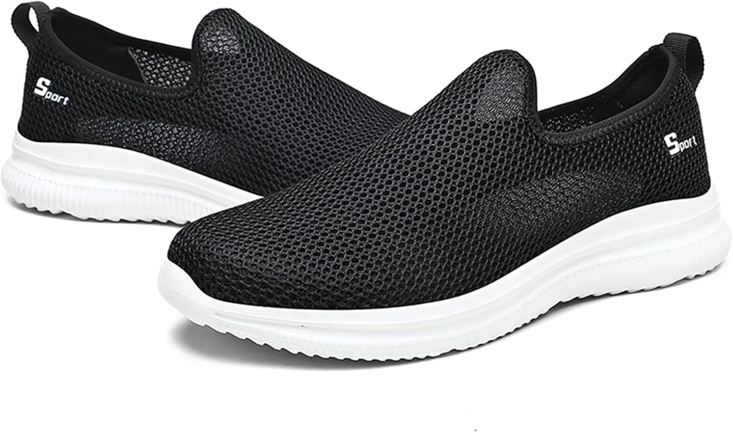 Men's Sport Breathable Mesh Shoes Lightweight Breathable Slip On Running Shoe Lightweight Elderly Slip On Shoes