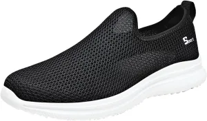 Men's Sport Breathable Mesh Shoes Lightweight Breathable Slip On Running Shoe Lightweight Elderly Slip On Shoes