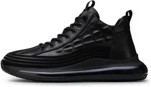 Men's Spring and Autumn High Top Casual Shoes Non Slip All Day Wear Comfortable Breathable Flat Bottom Leisure Sports Shoes Lace up Soft Sole