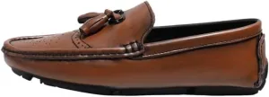 Men's Square Toe Brogue Loafers - Embossed Wingtips with Tassel, Slip-Resistant Driving Shoes, Flexible Flat Heel for Outdoor & Fashion