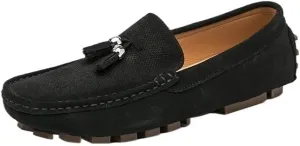 Men's Suede Tassel Loafers - Round Toe Driving Style, Flexible & Comfortable, Outdoor & Prom Slip-On Shoes