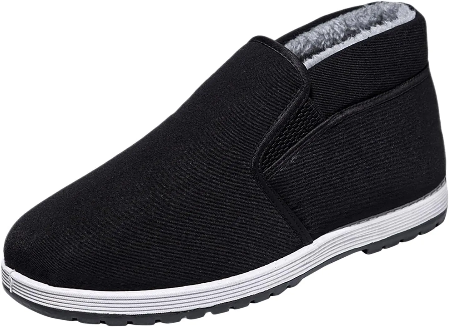 Mens Tennis Shoes Men Warm Plush High Top Cotton Shoes Non Slip and Thick Plush Work