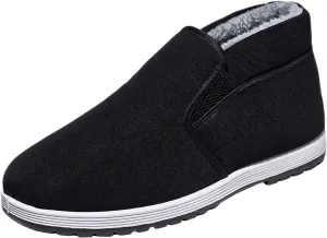 Mens Tennis Shoes Men Warm Plush High Top Cotton Shoes Non Slip and Thick Plush Work