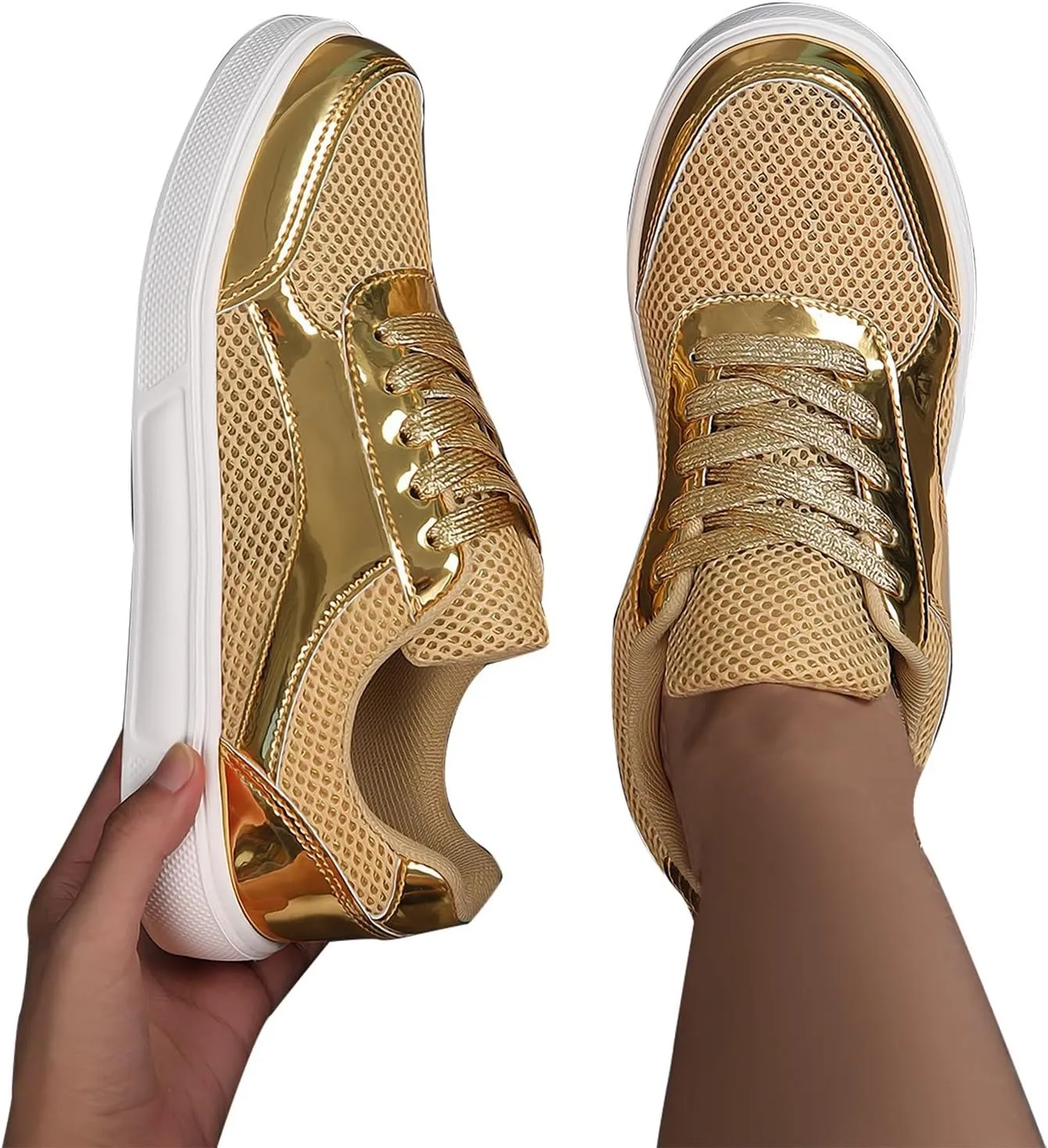 Mesh Light Womens Running Shoes Fashion Breathable Lace up Casual Summer Comfortable Outdoor Flat Bottom Walking Running Sneakers for Ladies