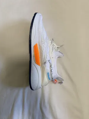Mesh Men's Running Shoes, Breathable, Casual, Fashion Sports (US Size 8/8.5 & 9/9,5) White/Orange