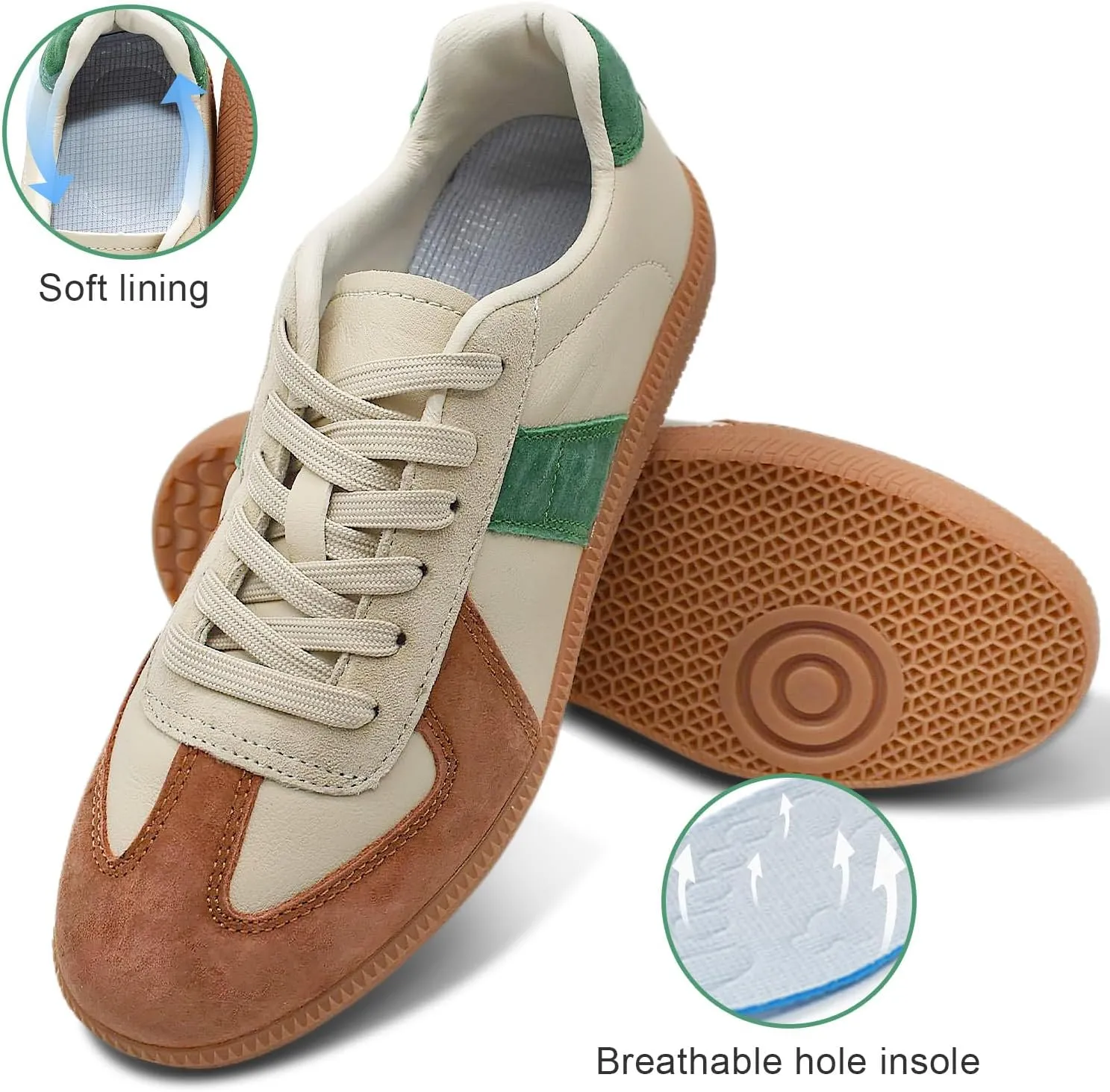 Mnplciea Women's Fashion Sneakers Retro Walking Casual Shoes Non-Slip Lace Up Gum Sole Sneakers Womens Memory Foam Skate Tennis Shoes