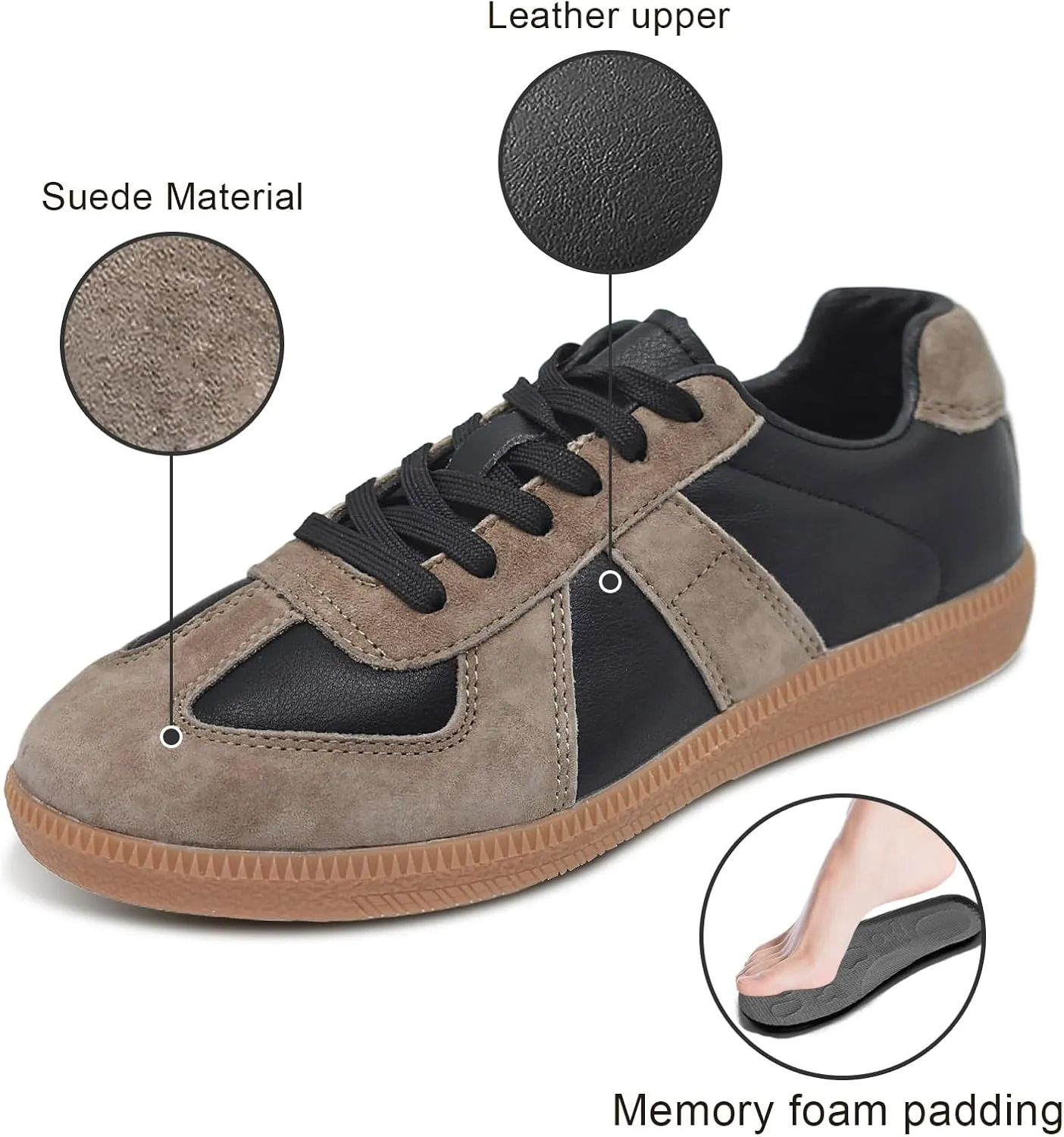 Mnplciea Women's Fashion Sneakers Retro Walking Casual Shoes Non-Slip Lace Up Gum Sole Sneakers Womens Memory Foam Skate Tennis Shoes