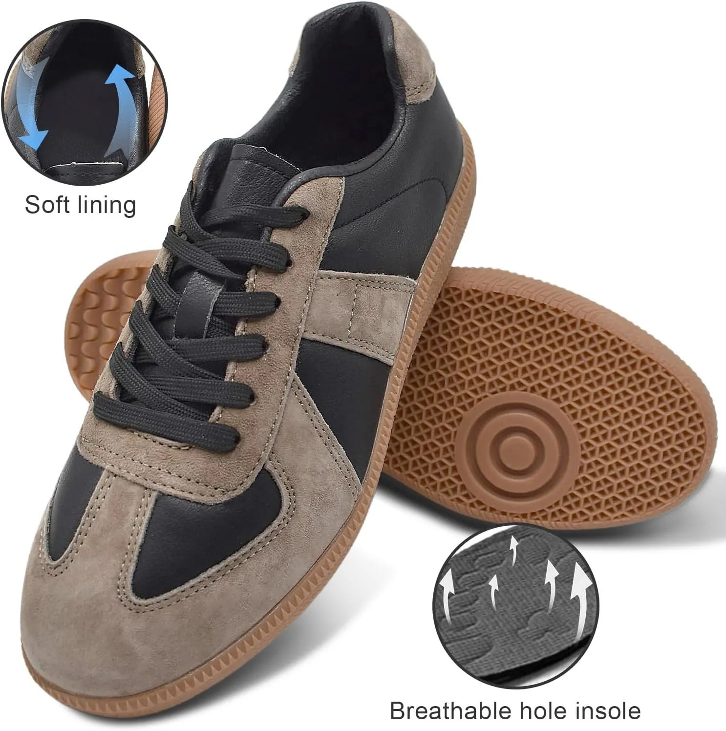 Mnplciea Women's Fashion Sneakers Retro Walking Casual Shoes Non-Slip Lace Up Gum Sole Sneakers Womens Memory Foam Skate Tennis Shoes