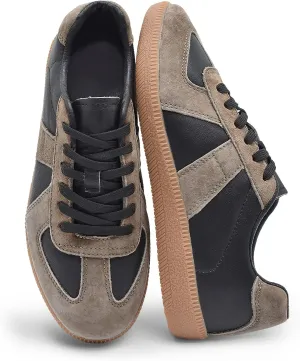 Mnplciea Women's Fashion Sneakers Retro Walking Casual Shoes Non-Slip Lace Up Gum Sole Sneakers Womens Memory Foam Skate Tennis Shoes