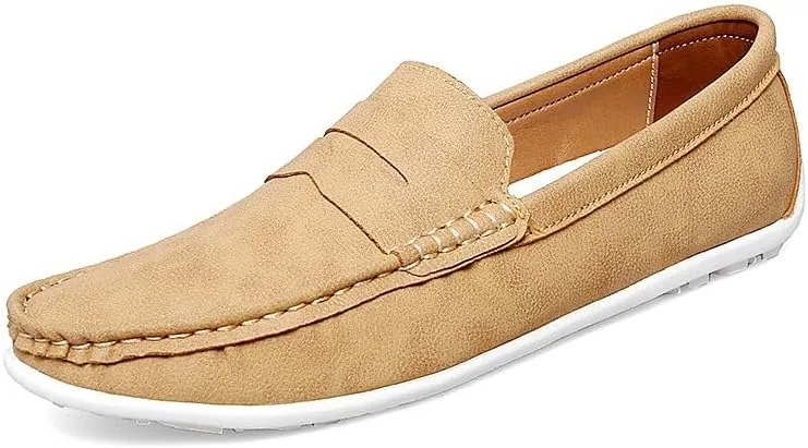 New Mens Loafers Vegan Leather Penny Driving Loafers Solid Color Lightweight Comfortable Flexible Wedding Slip-on