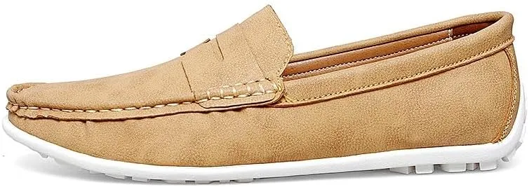 New Mens Loafers Vegan Leather Penny Driving Loafers Solid Color Lightweight Comfortable Flexible Wedding Slip-on