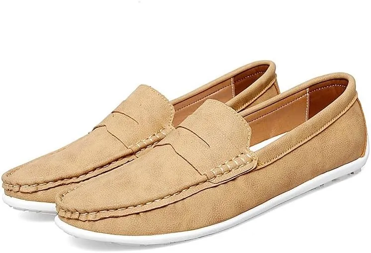 New Mens Loafers Vegan Leather Penny Driving Loafers Solid Color Lightweight Comfortable Flexible Wedding Slip-on