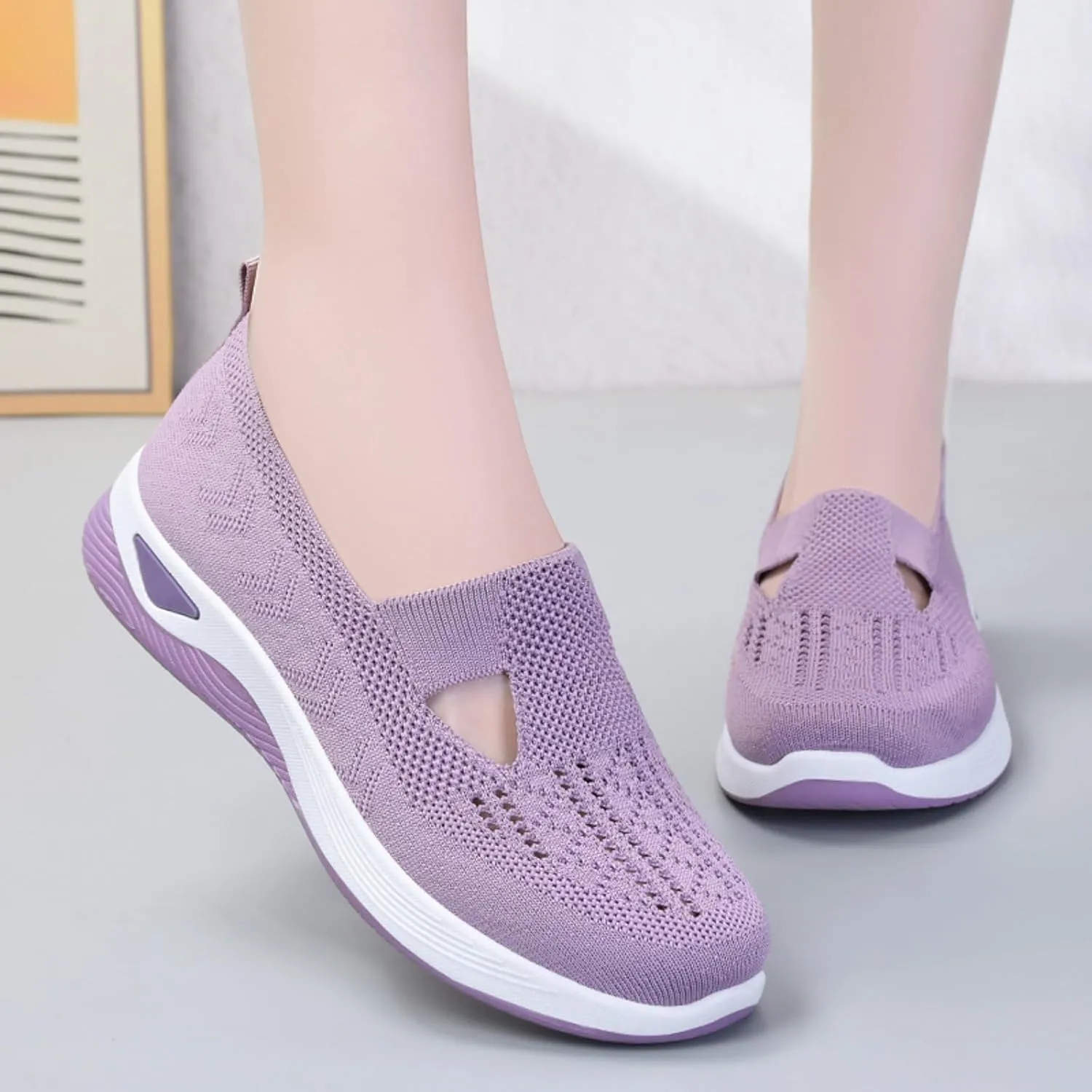 Orthopedic Casual Sneakers for Women Slip On Walking Shoes with Arch Support Comfortable Loafers Plantar Fasciitis Relief Foot Heel Pain Diabetic