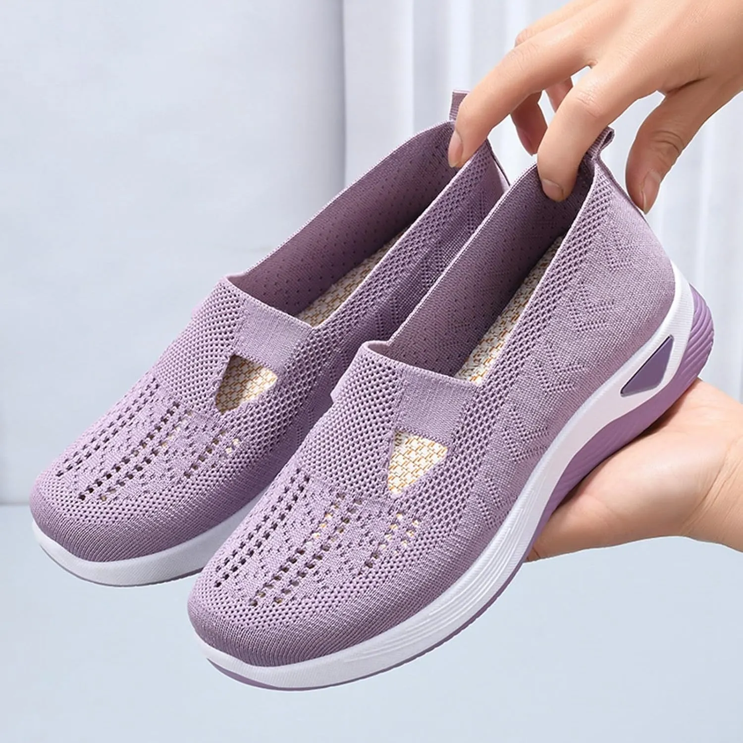 Orthopedic Casual Sneakers for Women Slip On Walking Shoes with Arch Support Comfortable Loafers Plantar Fasciitis Relief Foot Heel Pain Diabetic