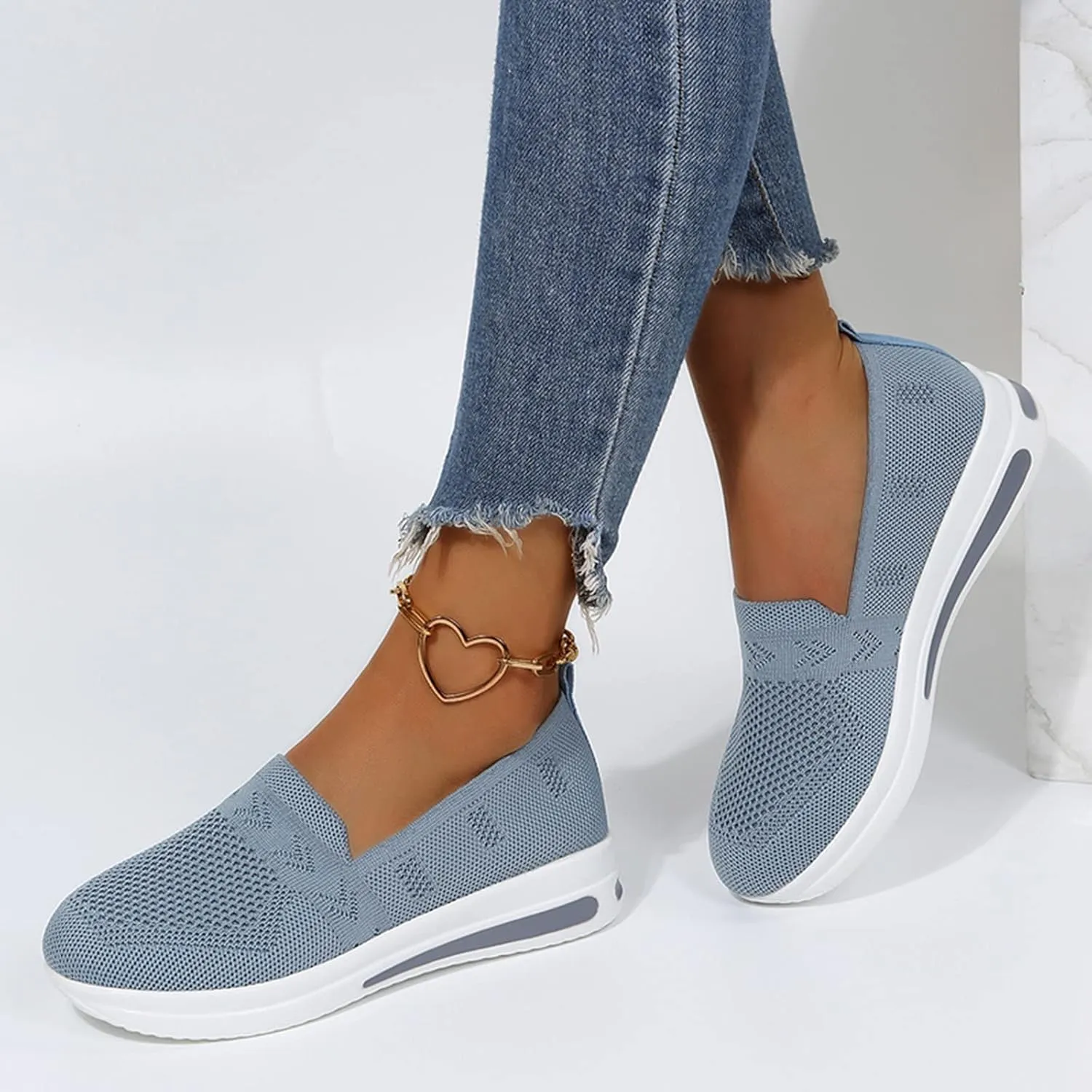Orthopedic Shoes for Women Slip On Breathable Mesh Sneakers Non Slip Thick Sole Comfortable Casual Shoes
