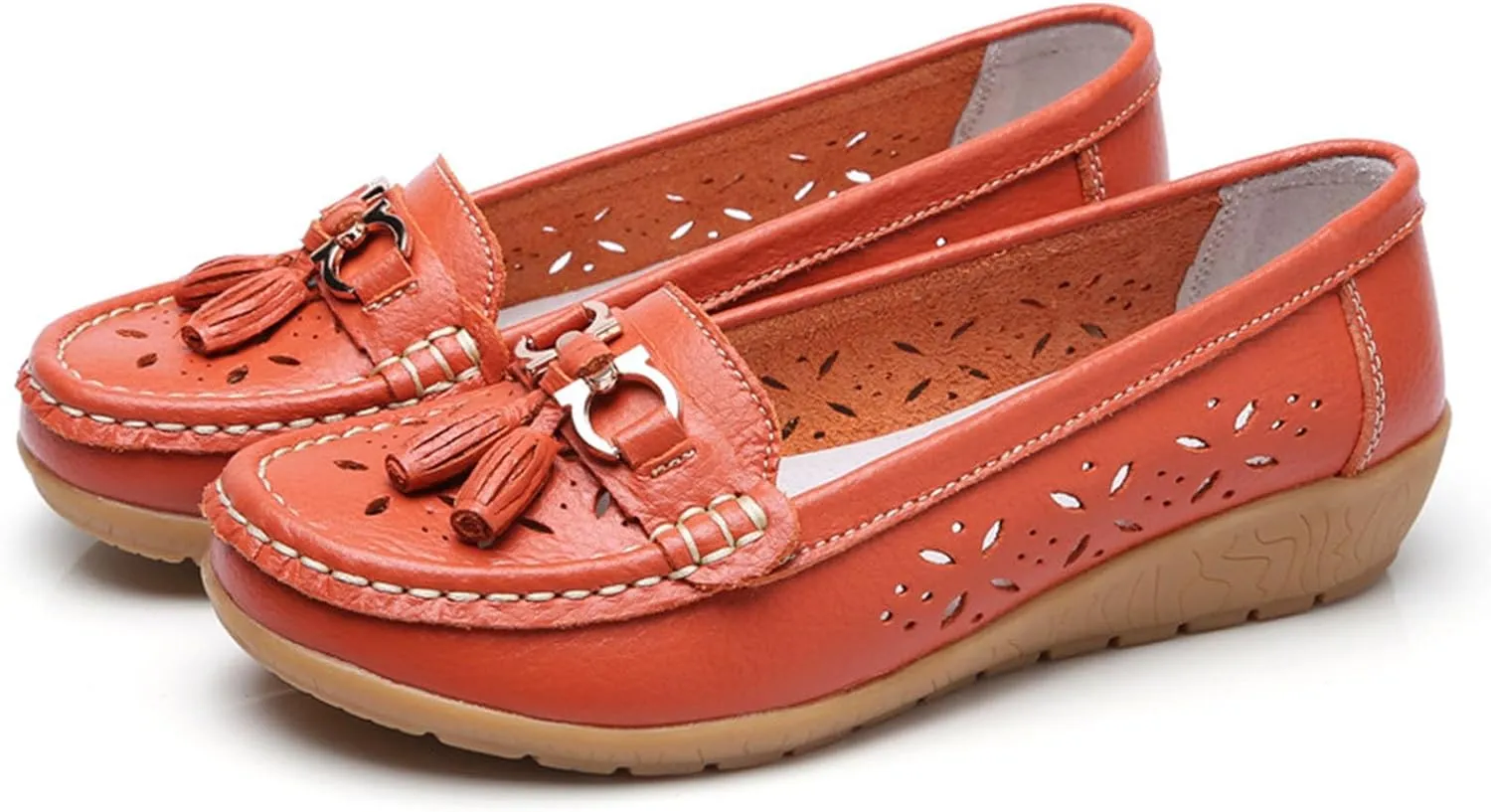 Orthopedic Women Summer Slip On Loafers Breathable Leather Comfortable Walking Shoes for Work Casual Wear