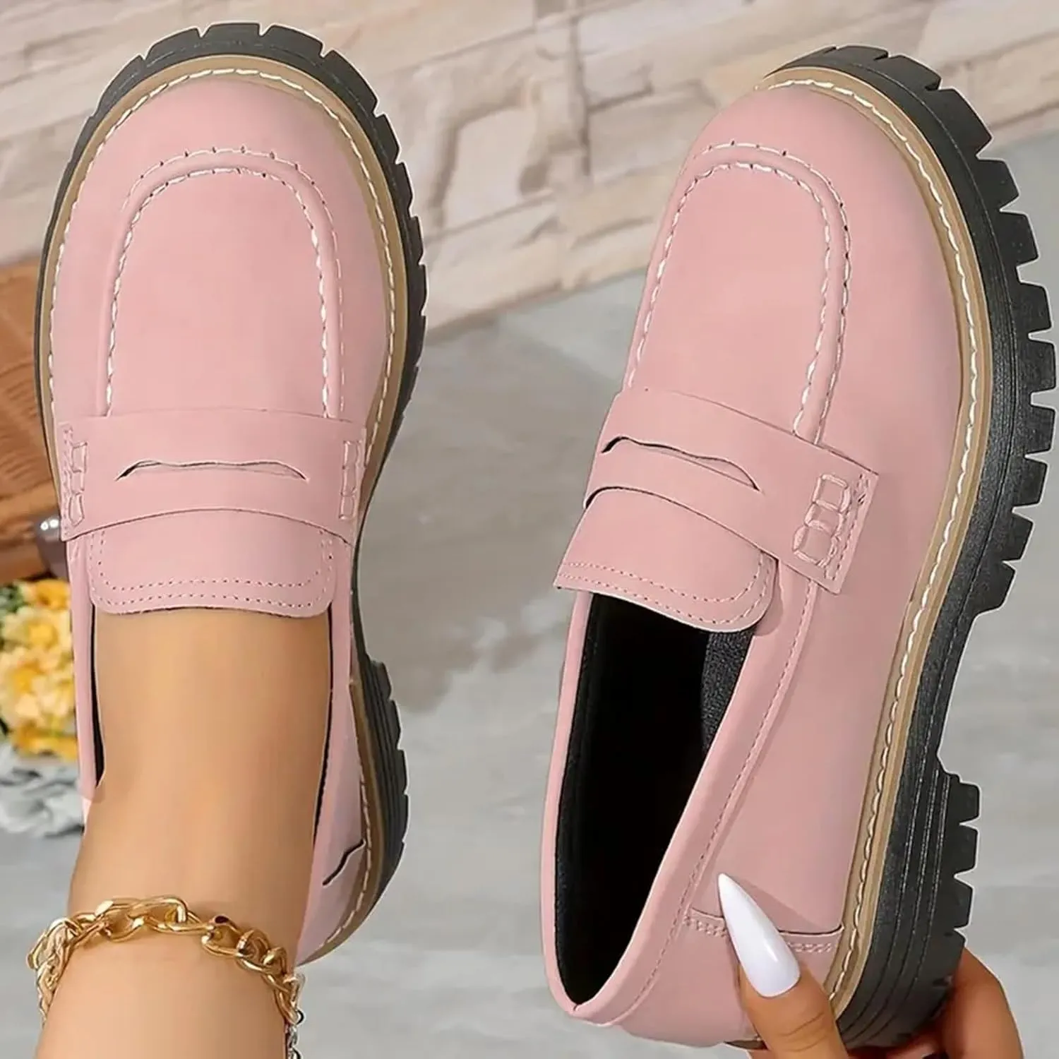 Orthoture-Orthopedic Platform Loafers Comfortable Slip Resistant Loafers with Breathable Arch Support Wide Toe Loafers