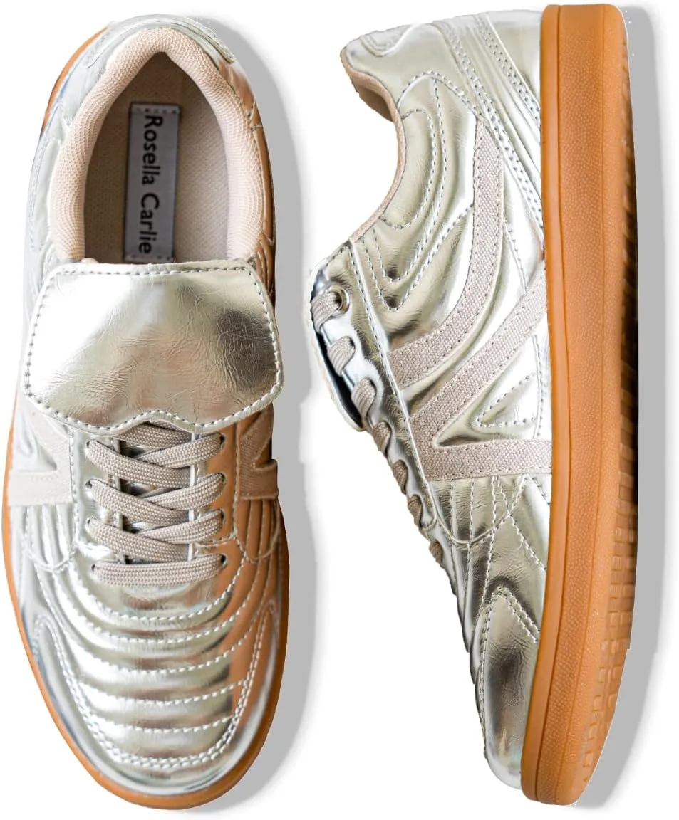 Rosella Carlie Sneakers for Women - Comfortable Casual Walking Tennis Shoes Non-Slip Shoes for Women - Lace-Up Fashion Sneakers Trendy Women's Footwear
