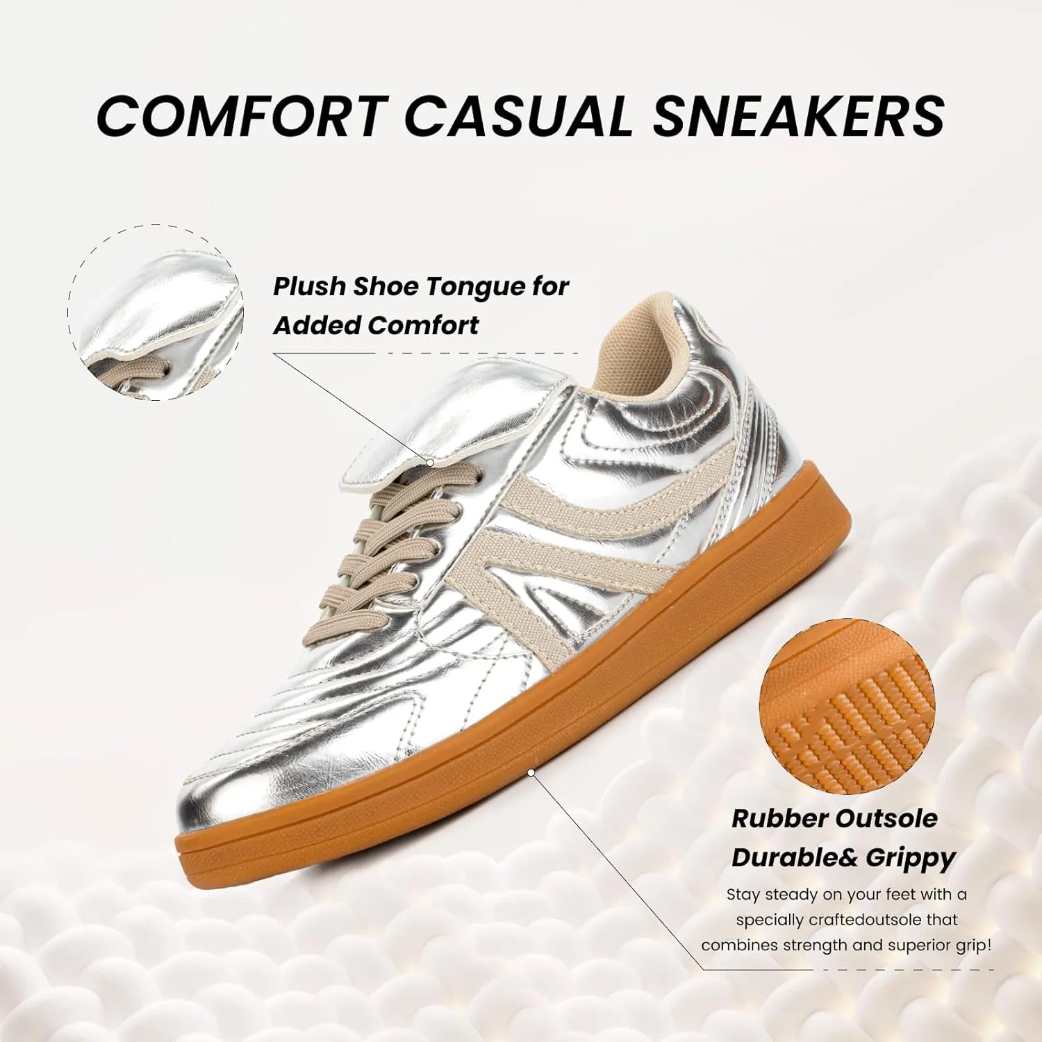 Rosella Carlie Sneakers for Women - Comfortable Casual Walking Tennis Shoes Non-Slip Shoes for Women - Lace-Up Fashion Sneakers Trendy Women's Footwear