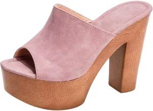 SACFOF Womens Cork Wedge Slide Sandals Heels Peep Toe High Heel Platform Slingback Summer Dressy Slippers Shoes