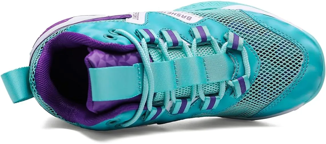 Sanearde Boys Grils Basketball Shoes High Top Youth Fashion Lightweight Volleyball Sneakers Comfortable Non-Slip Footwear