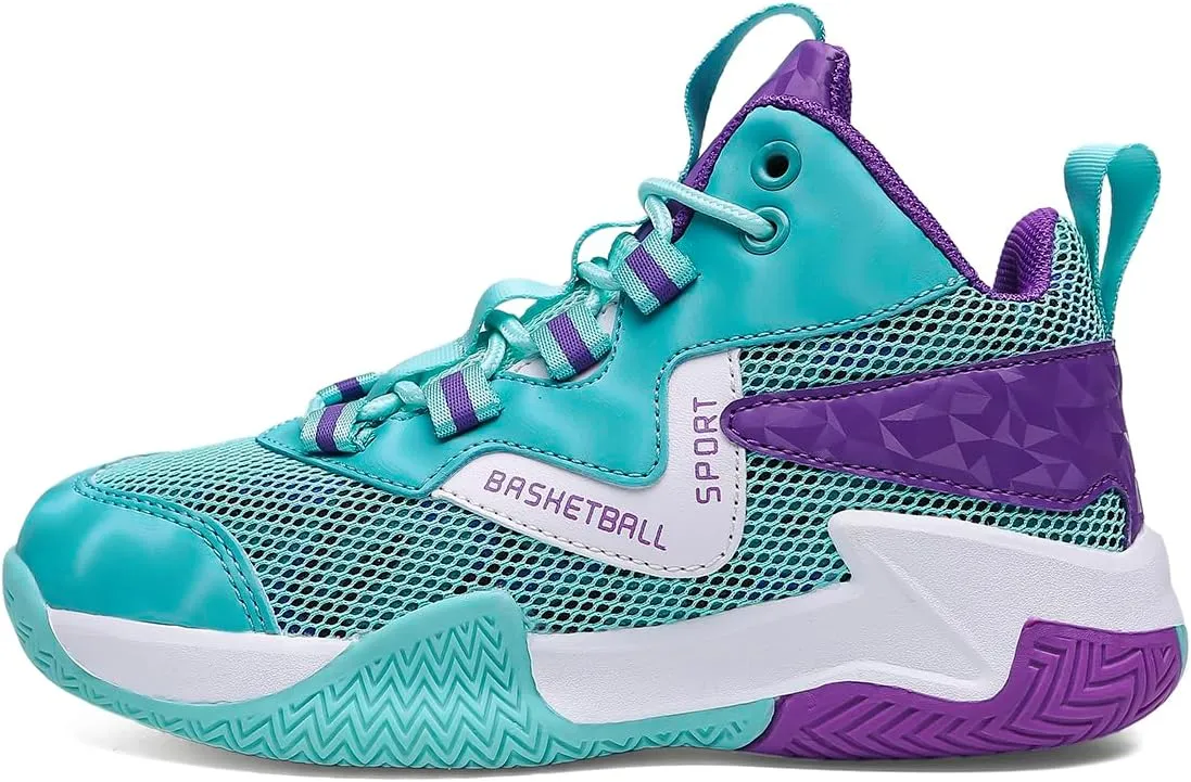 Sanearde Boys Grils Basketball Shoes High Top Youth Fashion Lightweight Volleyball Sneakers Comfortable Non-Slip Footwear