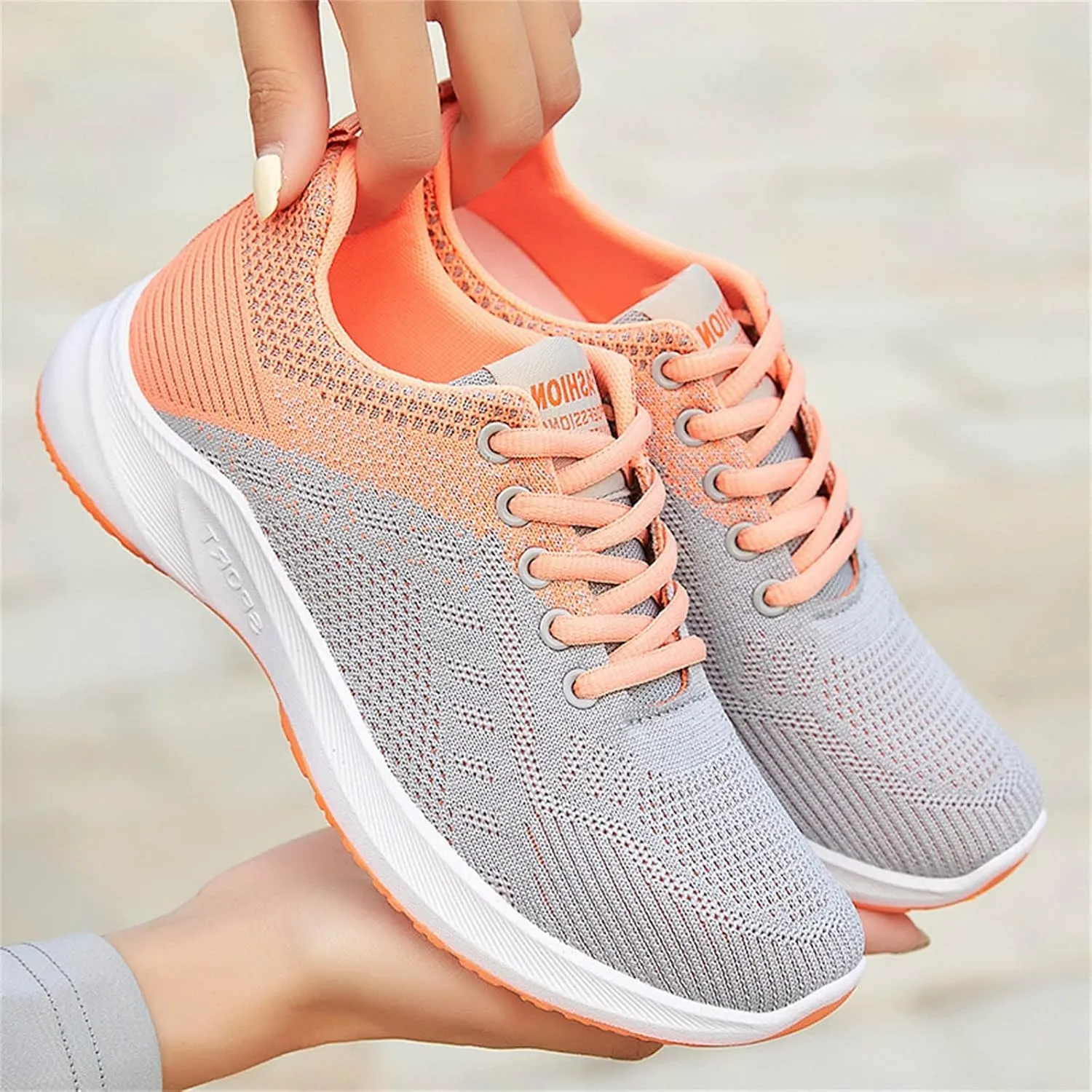 SBGMoSJ Running Shoes Womens Lightweight Fashion Sport Sneakers Zapatos Antiderrapantes para Mujer Womens Slip On Shoes Wide Width Womens White Platform Sneakers Zapatos Antideslizantes para Mujer