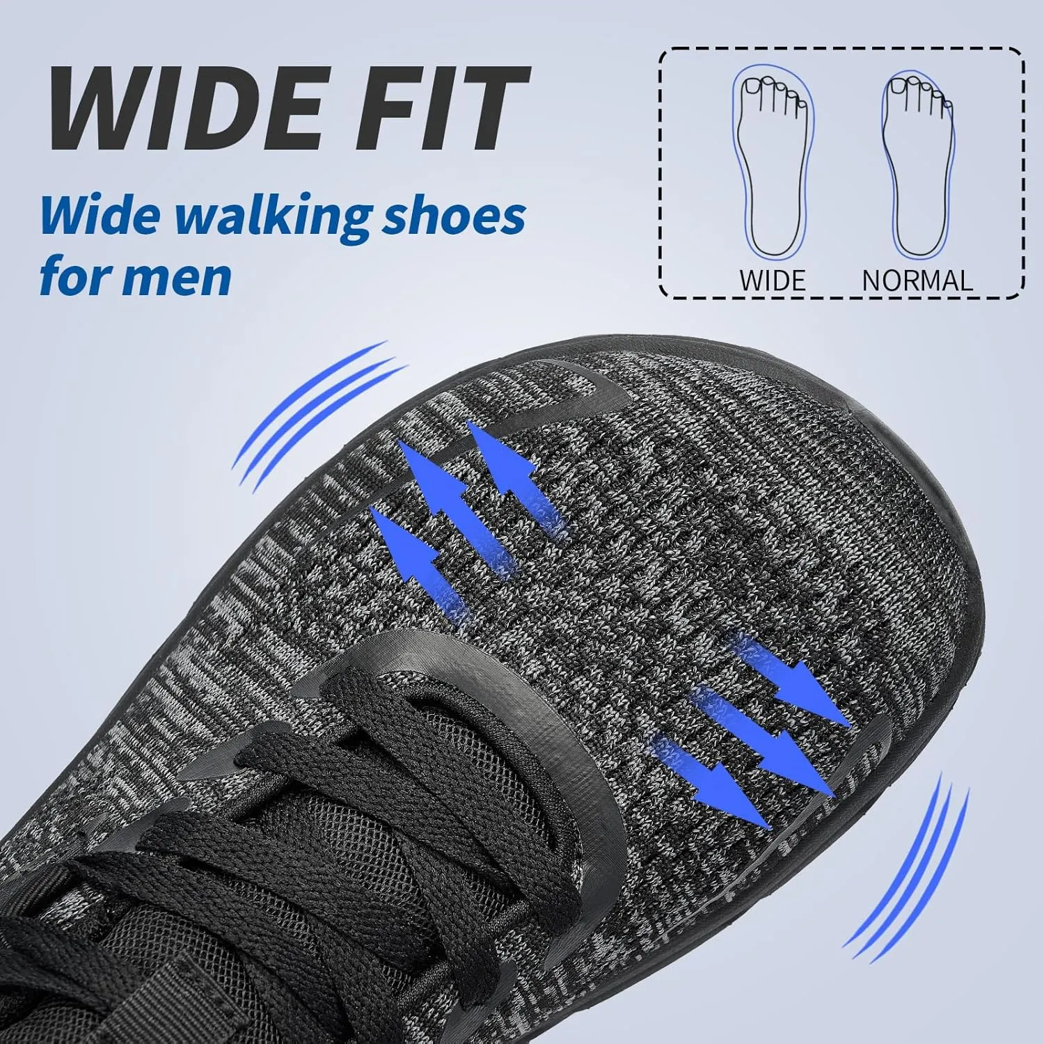 Slow Man Wide Toe Box Mens Walking Sneakers Wide Width Running Shoes Gym Workout Tennis Shoes for Wide Feet