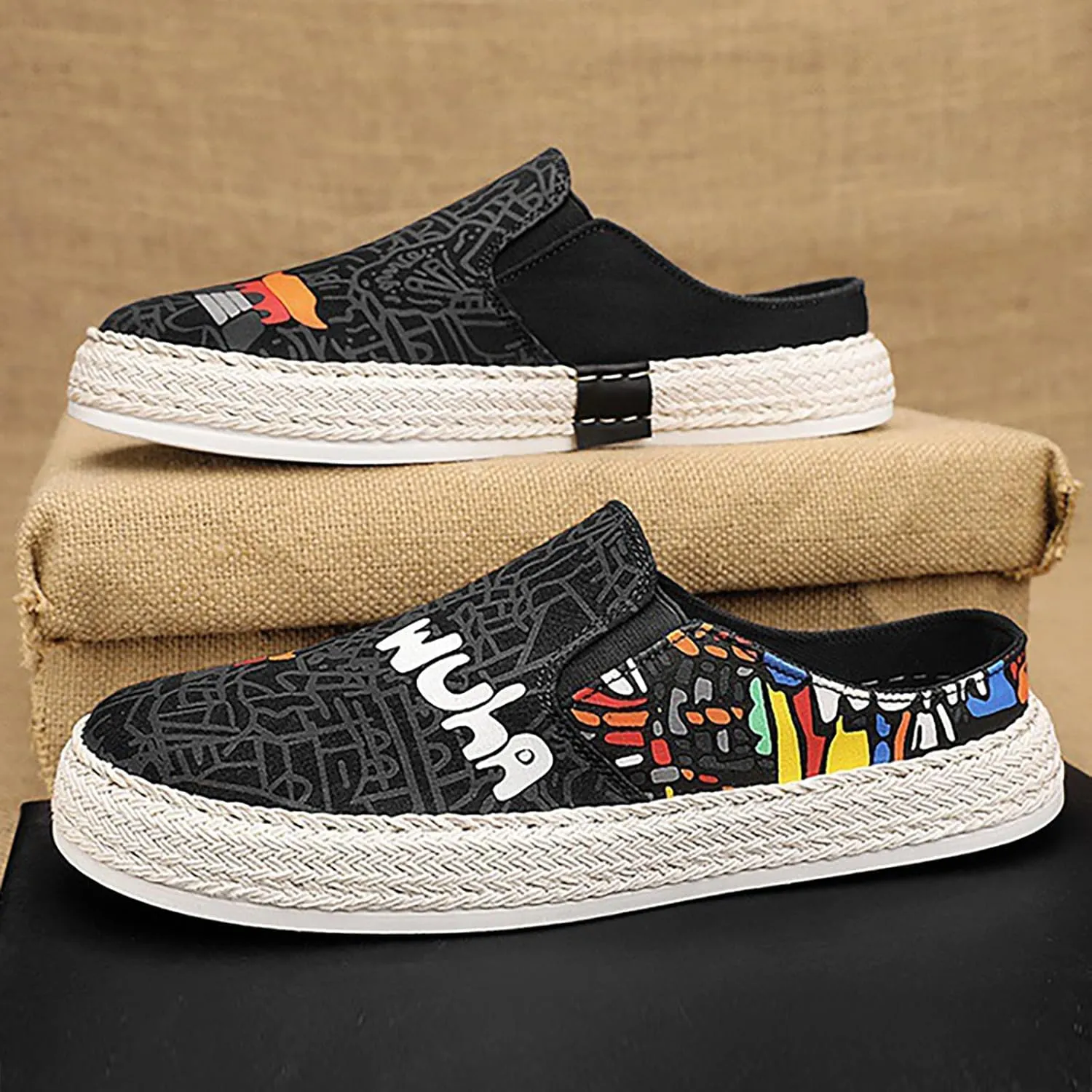 Sneakers Business Breathable 2023 Foreign Trade Men's Heel Less Half Slippers Flat Bottom Fisherman's Shoes Lightweight