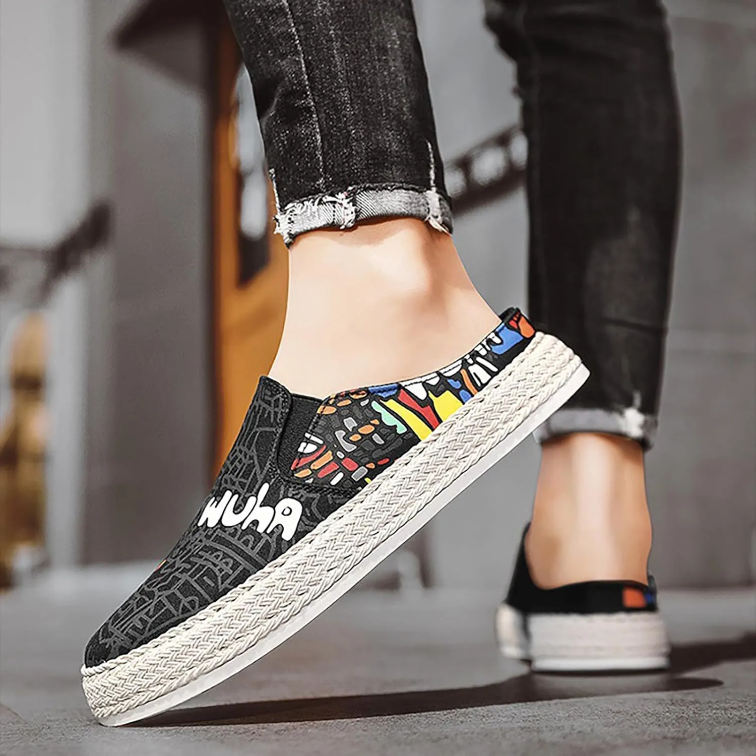 Sneakers Business Breathable 2023 Foreign Trade Men's Heel Less Half Slippers Flat Bottom Fisherman's Shoes Lightweight
