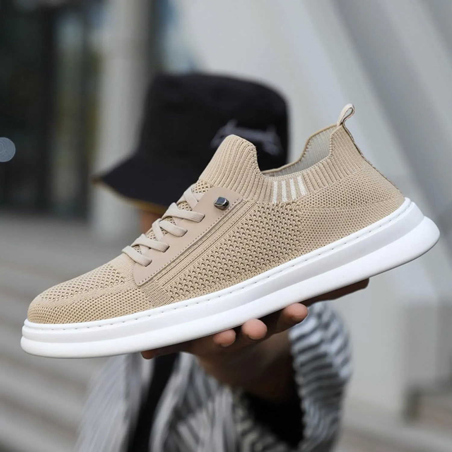 Sneakers Business Breathable Fashion Summer and Men Sneakers Fly Woven Mesh Breathable and Comfortable Slip On