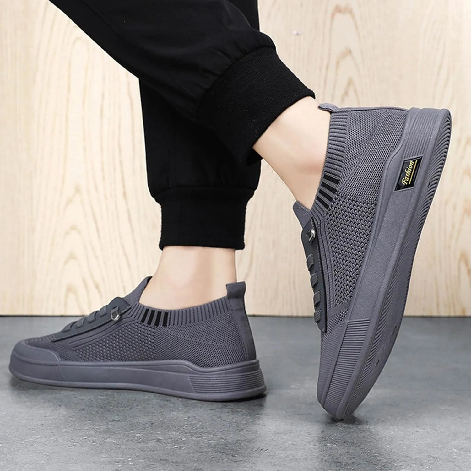 Sneakers Business Breathable Men's Casual Woven Flat Shoes Solid Color Breathable Single Shoes