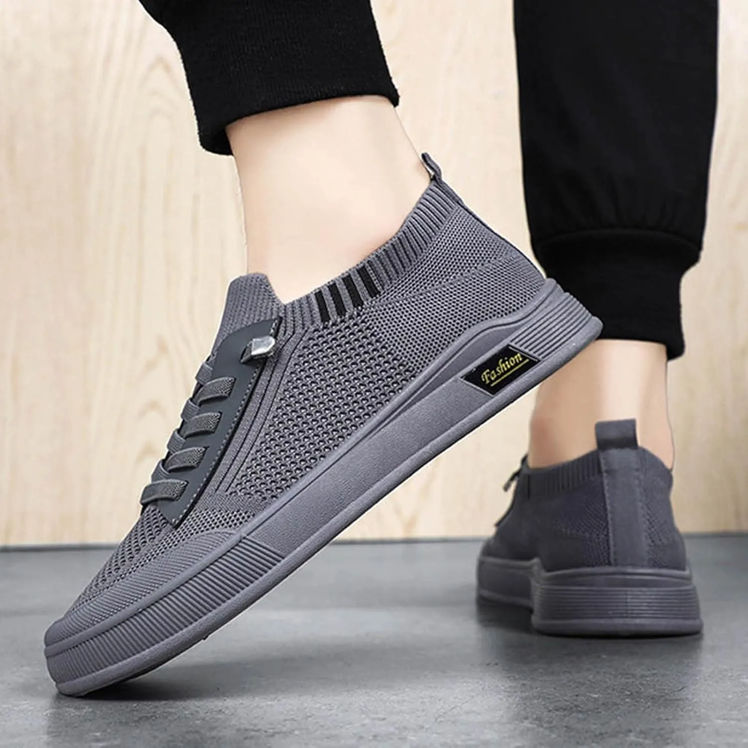 Sneakers Business Breathable Men's Casual Woven Flat Shoes Solid Color Breathable Single Shoes