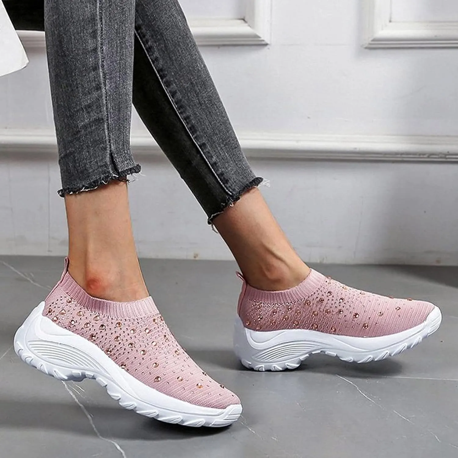 Sneakers for Walking Women Nurses Shoes for Women Comfortable Non Slip White Women's Tennis Shoes Size 9.5 Wide White Sneakers for Women Non Slip Women's Canvas Slip On Shoes Wide Width Size 11