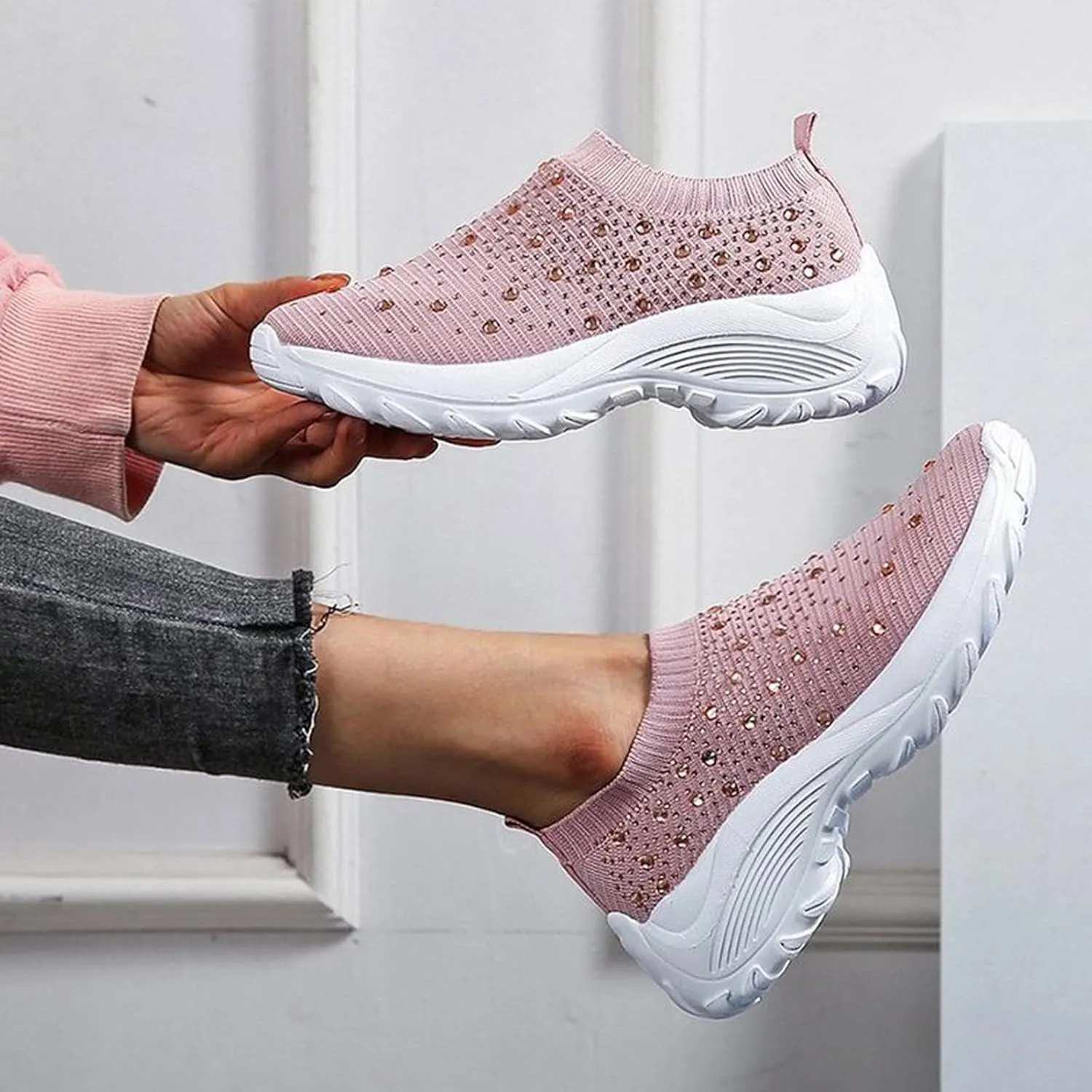Sneakers for Walking Women Nurses Shoes for Women Comfortable Non Slip White Women's Tennis Shoes Size 9.5 Wide White Sneakers for Women Non Slip Women's Canvas Slip On Shoes Wide Width Size 11