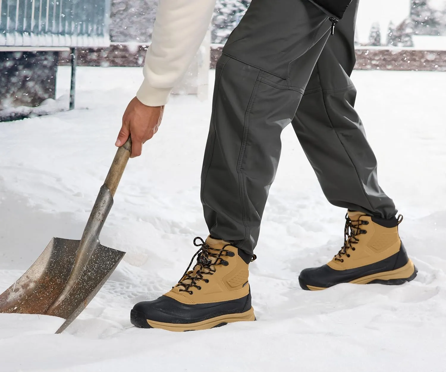 Snow Boots for Men Insulated Waterproof Construction Winter Hiking Boots