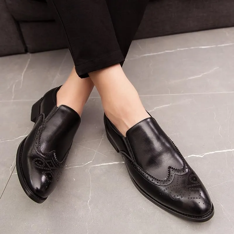 Spring Summer New Men's Casual Brogue Loafers Slip On Breathable Leather Flats Boat Shoes Driving Shoes Moccasins
