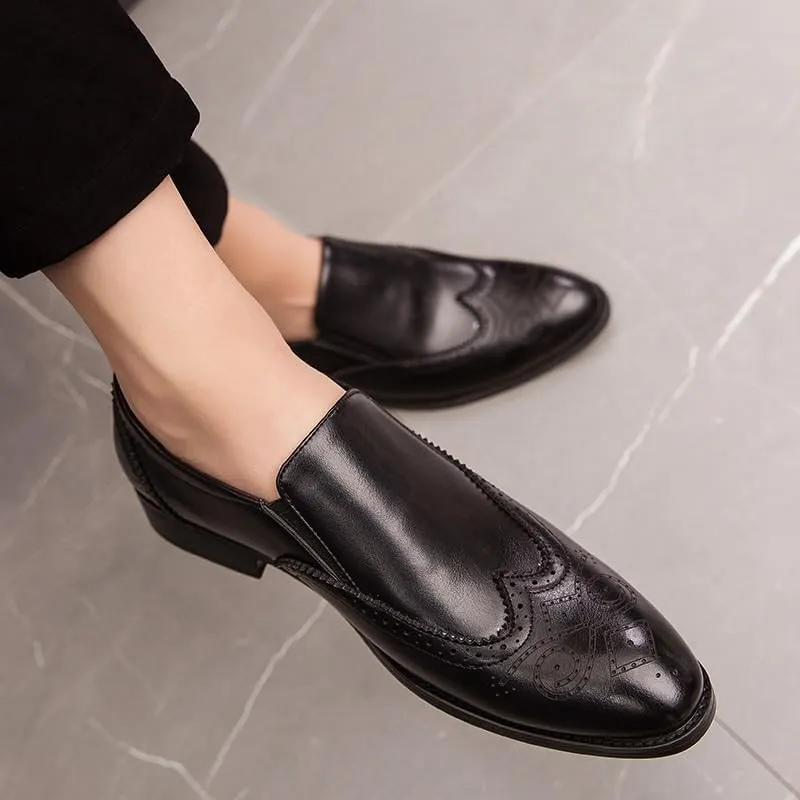Spring Summer New Men's Casual Brogue Loafers Slip On Breathable Leather Flats Boat Shoes Driving Shoes Moccasins