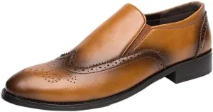 Spring Summer New Men's Casual Brogue Loafers Slip On Breathable Leather Flats Boat Shoes Driving Shoes Moccasins