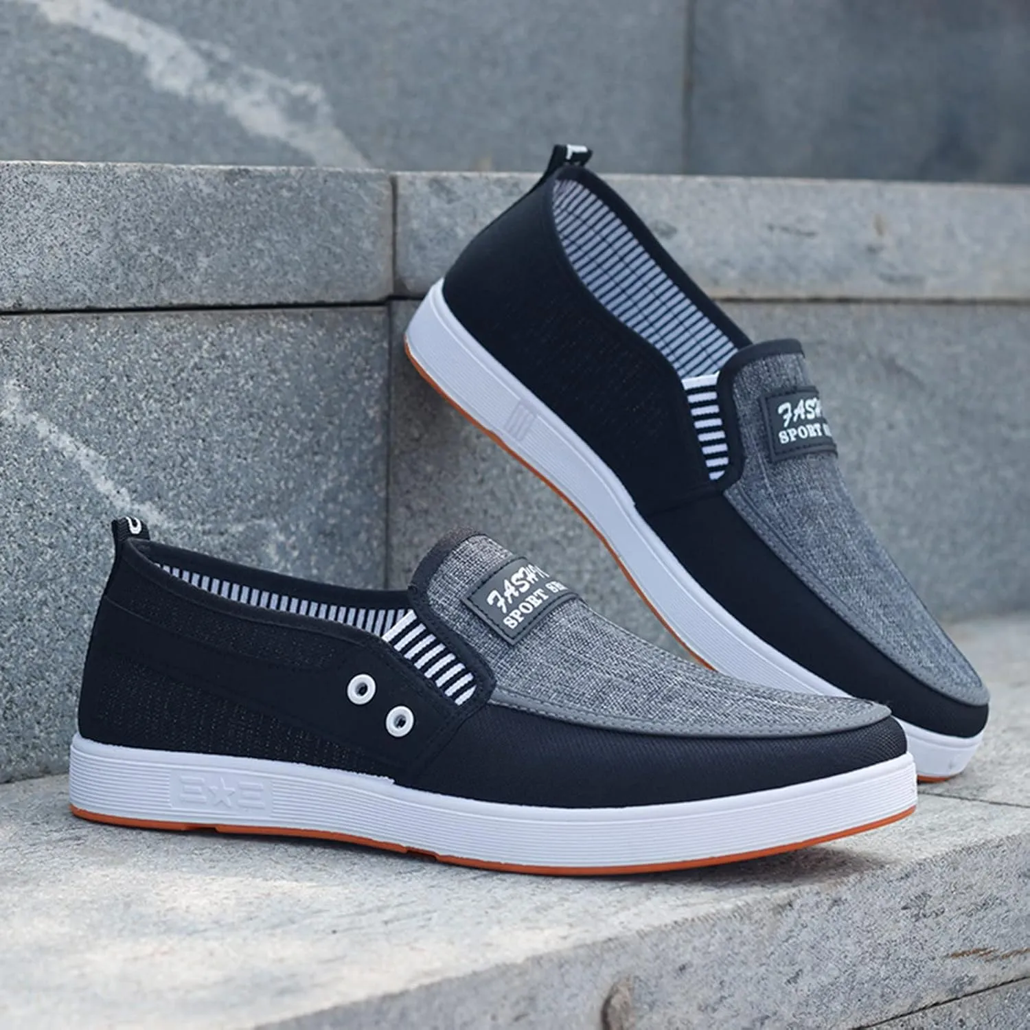 Tennis Walking Shoes Fashion All Season Men Casual Shoes Flat Non Slip Soles Canvas Lightweight Slip On Comfortable