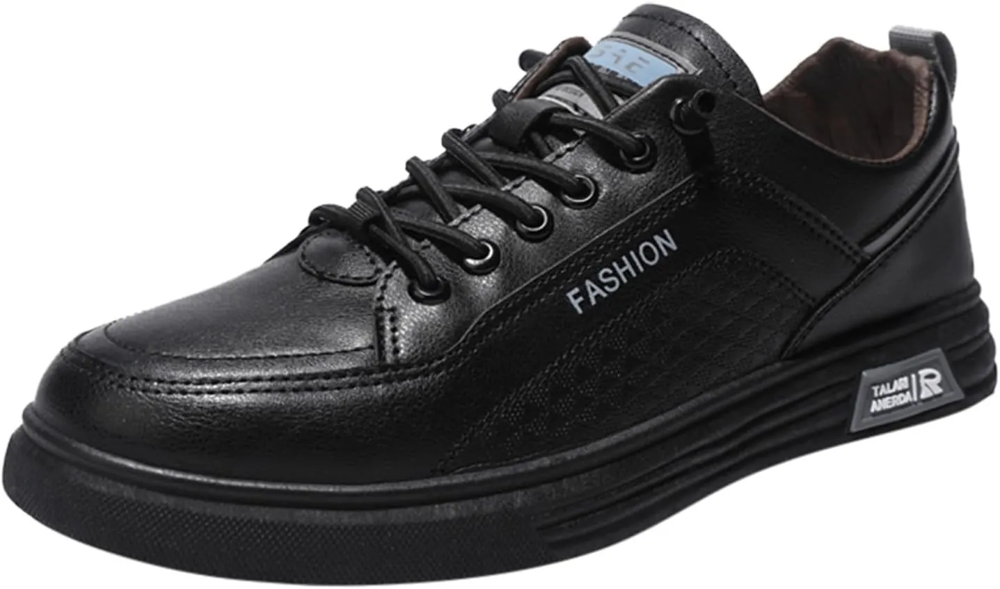 Tennis Walking Shoes Men's Fashion Round Toe Lace Up Leather White Shoes Casual Comfortable Breathable Sneakers